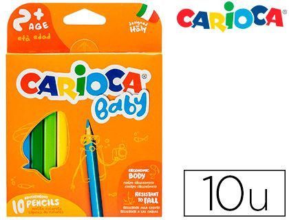 Lapices de colores carioca baby 2 años caja de 10 colores surtidos