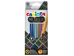 Lapices de colores carioca metallic hexagonal mina 3,3 mm caja de 12 colores surtidos