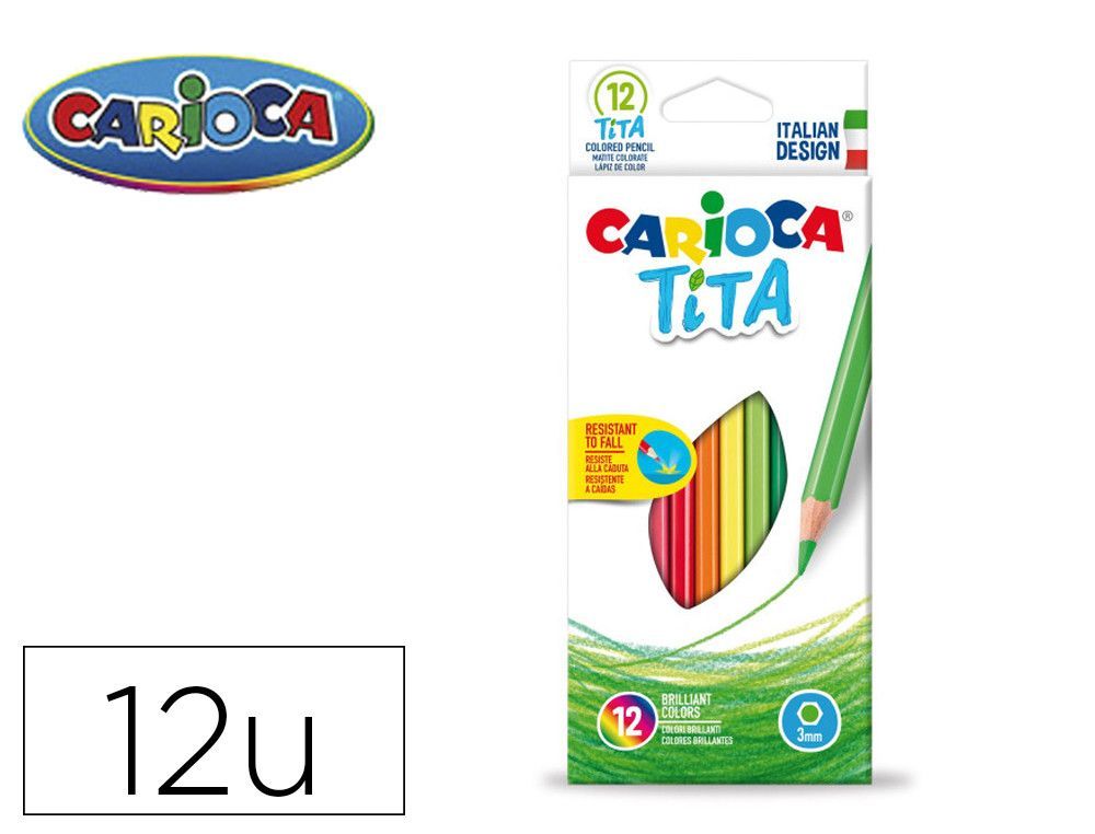 Lapices de colores carioca tita hexagonal caja de 12 unidades colores surtidos