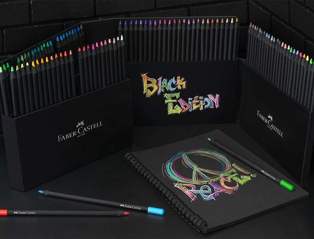 Lapices de colores faber castell edicion black soporte de 100 unidades colores surtidos