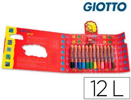 Lapices de Colores Giotto Super Bebe Caja de 12 Lapices Colores Surtidos + Sacapuntas