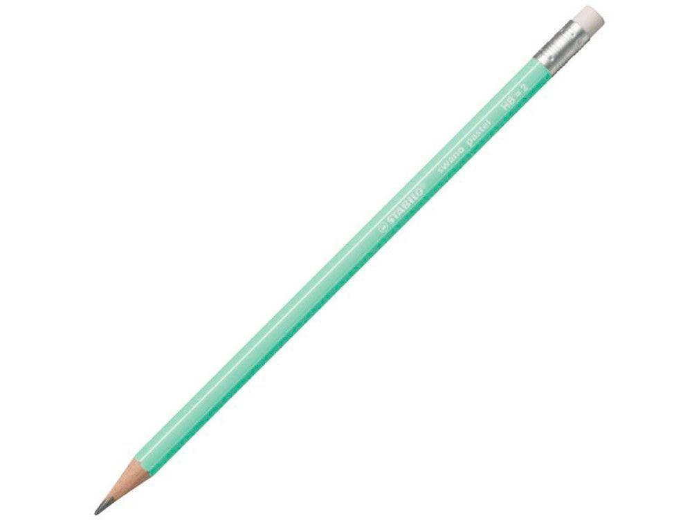 Lapices de grafito con goma stabilo swano mina 2,2 mm dureza hb verde pastel