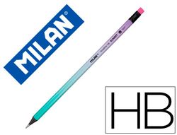 Lapices de grafito milan sunset hb madera negra de tilo con goma de borrar colores surtidos