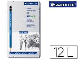 Lapices de grafito straedtler mars lumograph 100 caja metalica de 12 lapices 8b- 7b-6b-5b-4b-3b-2b-b-hb-f-h-2h