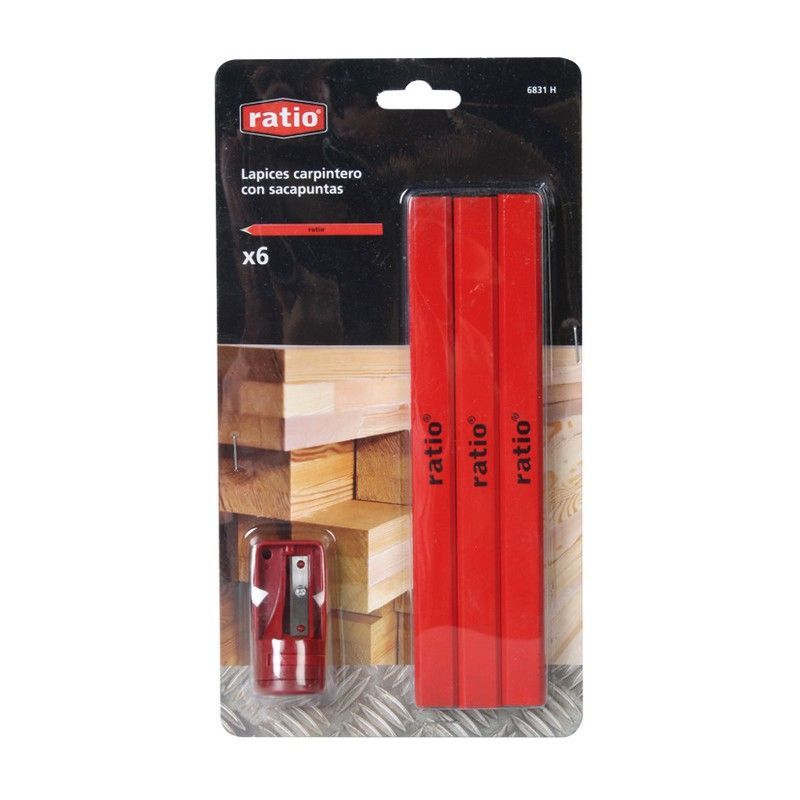Lápiz carpintero RATIO. Lapices Carpintero+Sacapuntas Ratio
