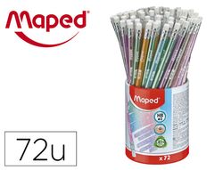 Lapiz de grafito maped plastico glitter deco hb con goma 72 colores surtidos