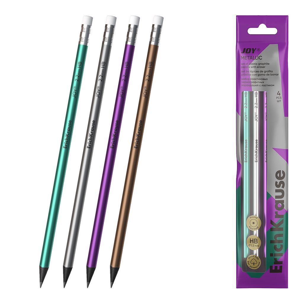 Lápiz grafito con goma Joy HB Blíster 4