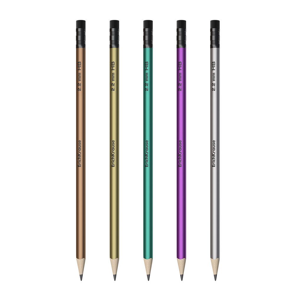 Lapiz Grafito Con Goma Triangular HB Metallic