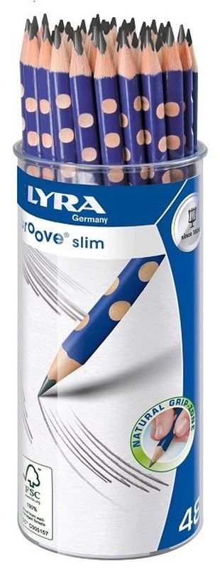 Lápiz grafito Lyra Groove Slim Hb. Bote 48 unt.