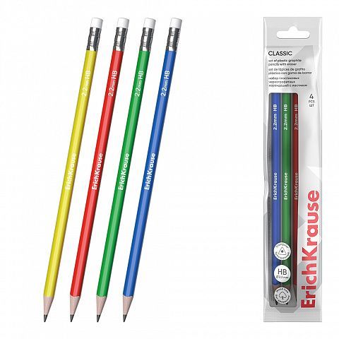 Lápiz Triángular Con Goma HB Blíster 4