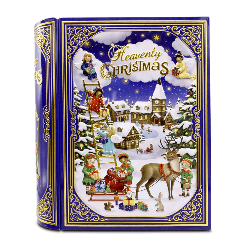 Lata bombones praliné leche 'Libro ángeles y gnomos' 450g