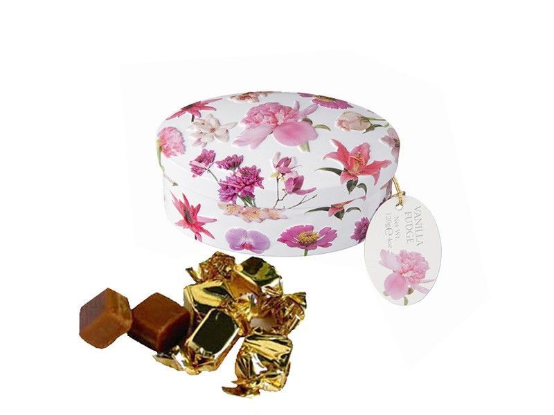 Lata Caramelos Fudge Escocia orquideas Gardiners of Scotland 120 grs