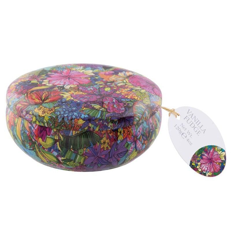 Lata Caramelos Fudge Escocia redonda flores caramelos Gardiners of Scotland 200 grs