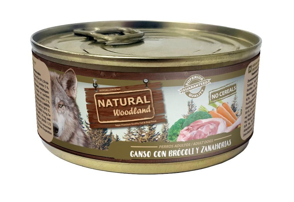 Lata natural para perro adulto de ganso con brócoli y zanahoria 170gr
