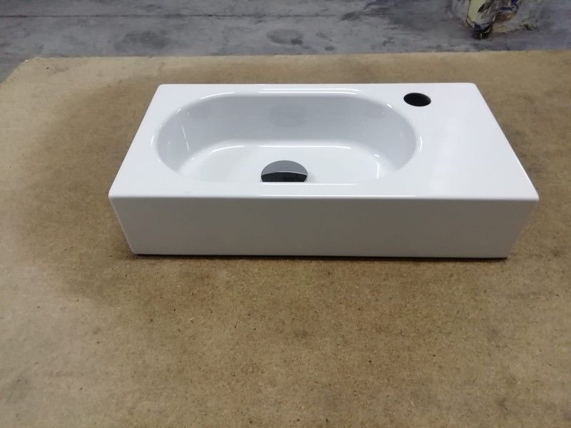 Lavabo rectangular a pared de acero blanco, Alape ALAWTXXS450HL
