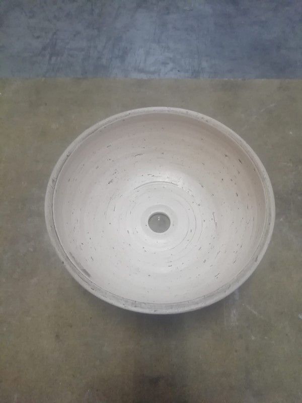 Lavabo redondo de sobre encimera beige, Fango FAN202003