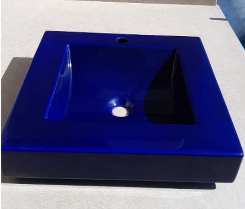 Lavabo sobre encimera cuadrado sin agujero para grifería en azul, Aq2 ARTAQ215SA