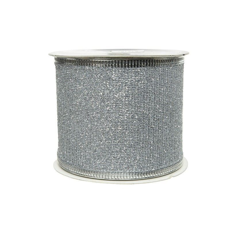 Lazo con purpurina plata 6,3x270cm