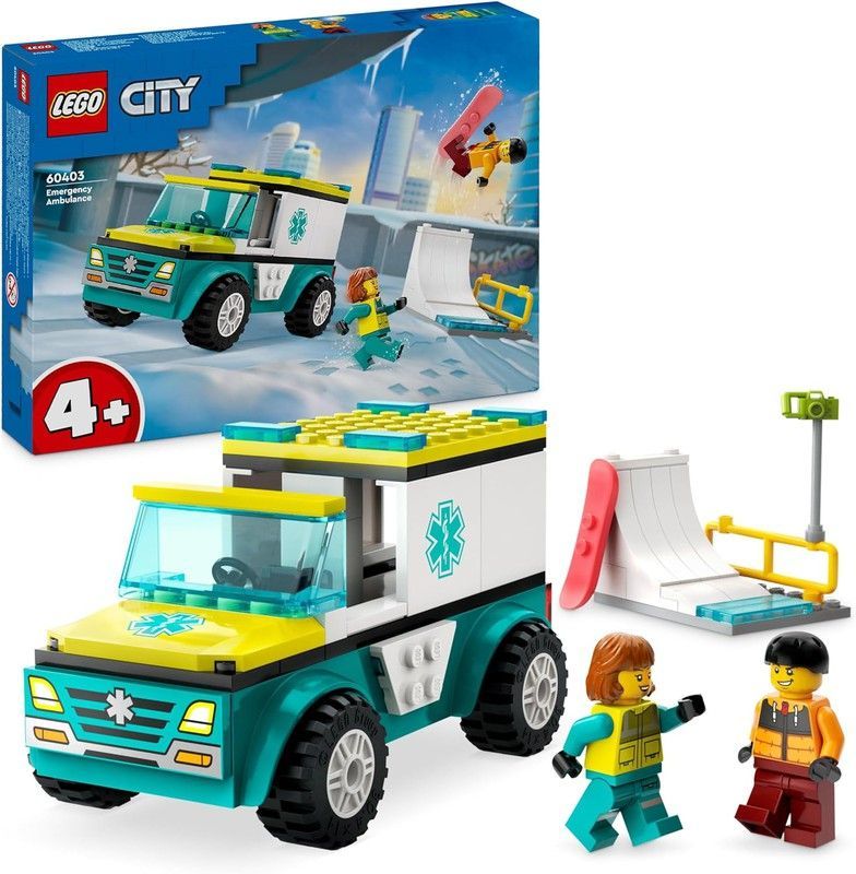 Lego City Ambulancia de Emergencias y Chico con Snowboard