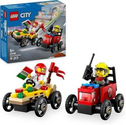 Lego City Pack de Coches de Carreras: Pizza vs Camión de Bomberos
