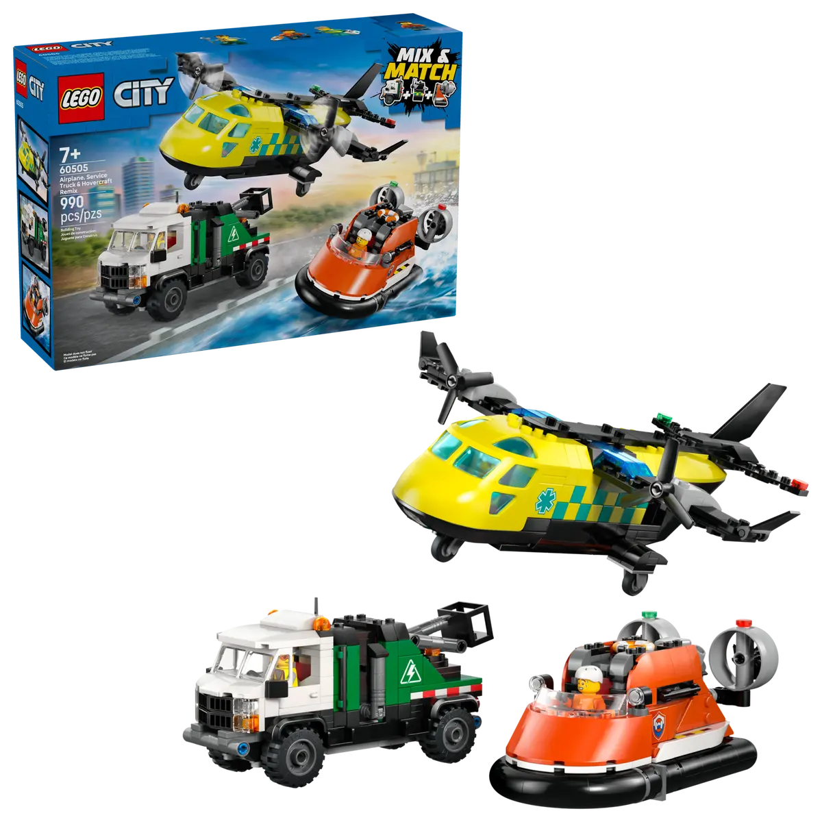 Lego City - Remix: Avión, Camión Técnico Y Aerodeslizador