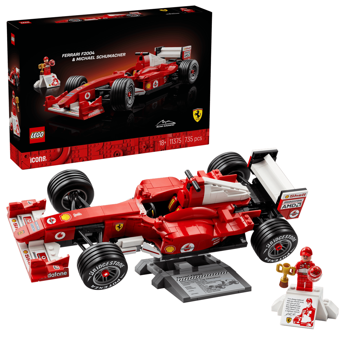 Lego Icons - Ferrari F2004 y Michael Schumacher