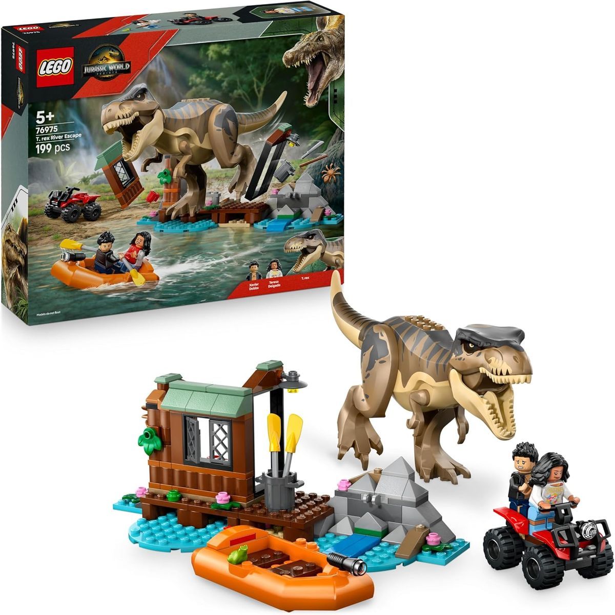 Lego Jurassic World Huida por el Río y T. Rex a la Caza