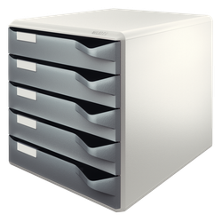 Leitz Post 52800089 - Buc de cajones, A4, 5 cajones, Gris oscuro, Plástico