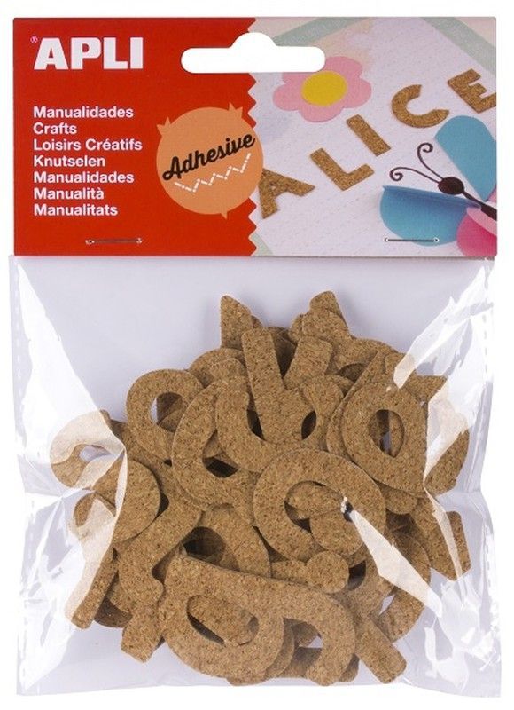 Letras de corcho adhesivas 52 u.
