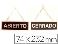 Letrero Metalico Serigrafiado Abierto y Cerrado con Cadena y Ventosa para Colgar de 74X232 Mm