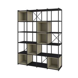 Librería, 139,5 x 39 x 179 cm, de madera y metal en negro y verde | Colección Anya