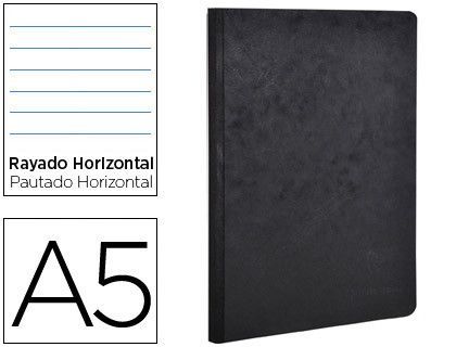 Libreta Age-Bag Tapa Cartulina Lomo Cosido Rayado Horizontal 96 Hojas Color Negro 148X210 Mm