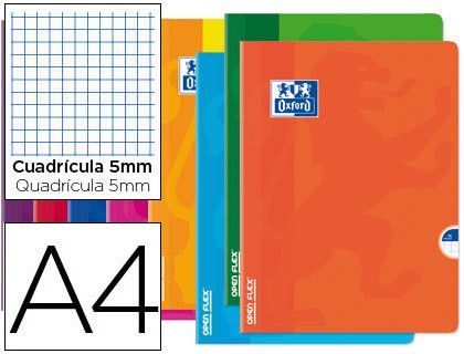 Libreta Escolar Oxford Openflex Tapa Flexible Optik Paper 48 Hojas Din A4 Cuadro 5 mm Colores Surtidos