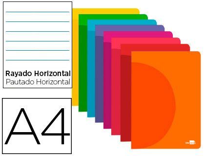 Libreta liderpapel 360 tapa de plastico A4 48 hojas 90g/m2 horizontal con margen colores surtidos