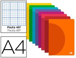 Libreta liderpapel 360 tapa de plastico A4 48 hojas 90g/m2 rayado nº 46 colores surtidos