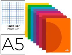 Libreta liderpapel 360 tapa de plastico A5 48 hojas 90g/m2 rayado nº 46 colores surtidos