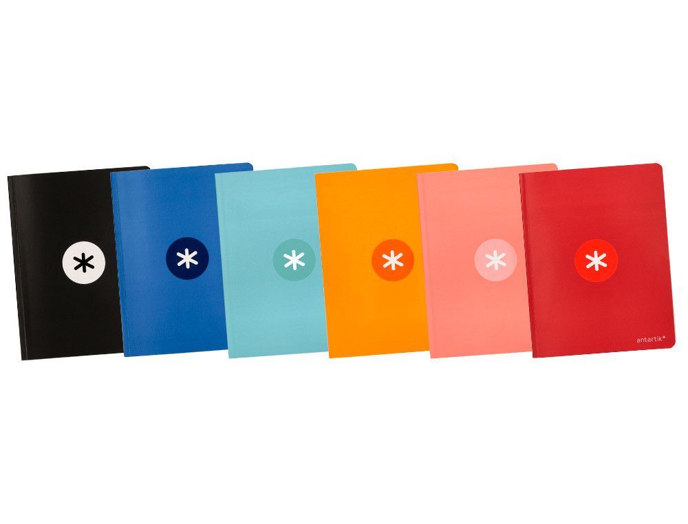 Libreta liderpapel antartik a5+ plus cosida 48 hojas 90g/m2 cuadro 5mm con margen 6 colores surtidos