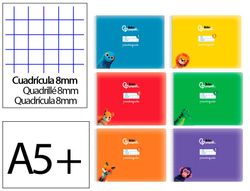 Libreta liderpapel pautaguia tapa cartoncillo 32h din a5+ 75gr cuadriculado pautado 8mm apaisada con margen 6 colores