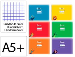 Libreta liderpapel pautaguia tapa cartoncillo 32h din a5+ 75gr cuadriculado pautado 6mm apaisada con margen 6 colores