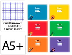 Libreta liderpapel pautaguia tapa cartoncillo 32h din a5+ 75gr cuadriculado pautado 4mm apaisada con margen 6 colores