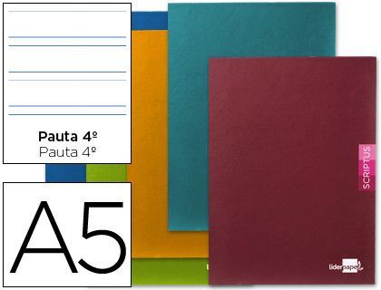 Libreta Liderpapel Scriptus A5 Plus 48 Hojas 90G/M2 Pauta 4ª3.5 Mm. con Margen