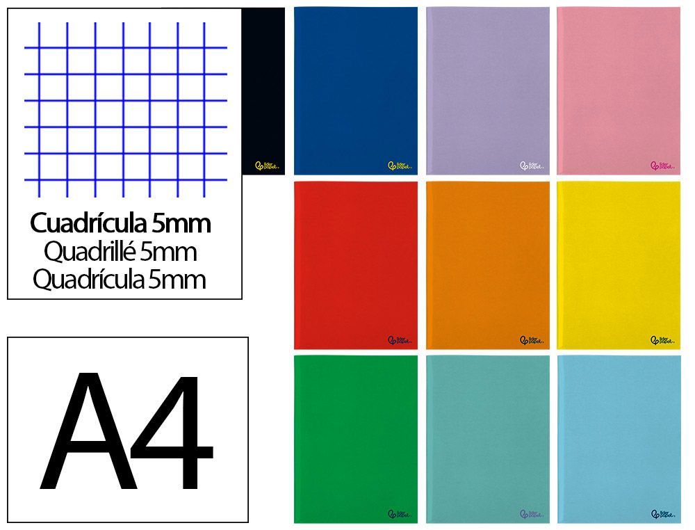 Libreta liderpapel smart A4 48 hojas 75gr cuadro 5mm con margen colores surtidos