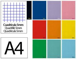 Libreta liderpapel smart A4 48 hojas 75gr cuadro 5mm con margen colores surtidos