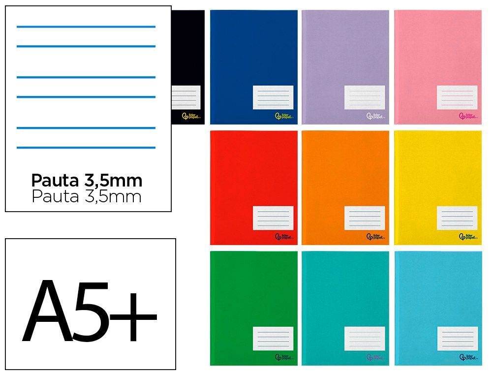 Libreta liderpapel smart A5 plus 32 hojas 75gr pauta 4 3.5mm con margen colores surtidos
