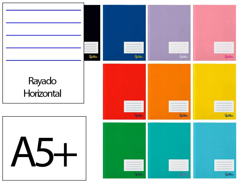 Libreta liderpapel smart A5 plus 48 hojas 75gr horizontal doble margen colores surtidos