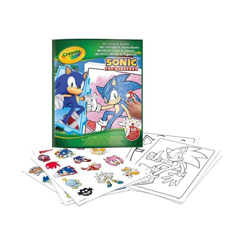LIBRO PARA COLOREAR+STICKERS SONIC