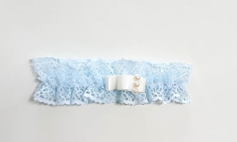 Liga Azul con Lazo y Perlas