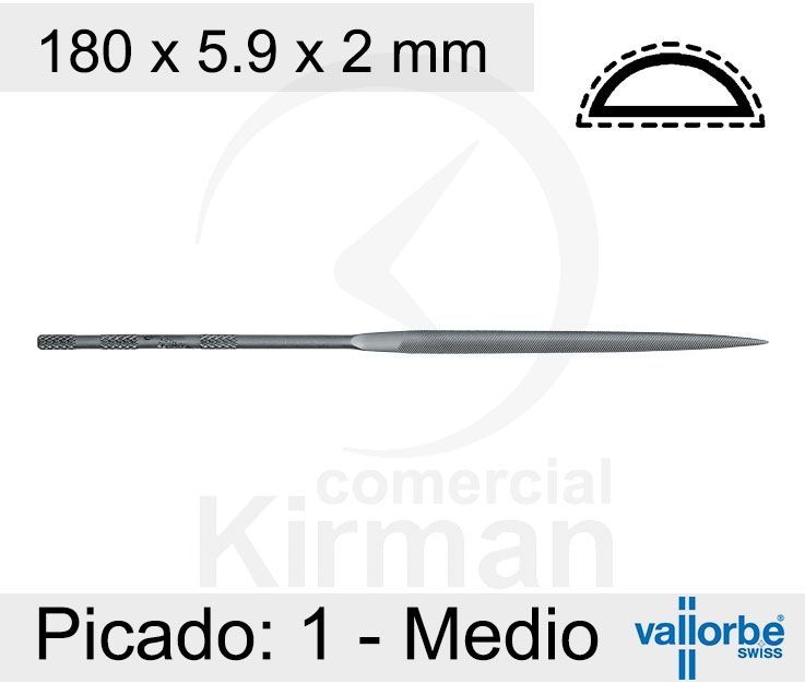 Lima Vallorbe Acero 046017/1 Precisión Habilis Media Caña Aguja Picado 1 - Medio