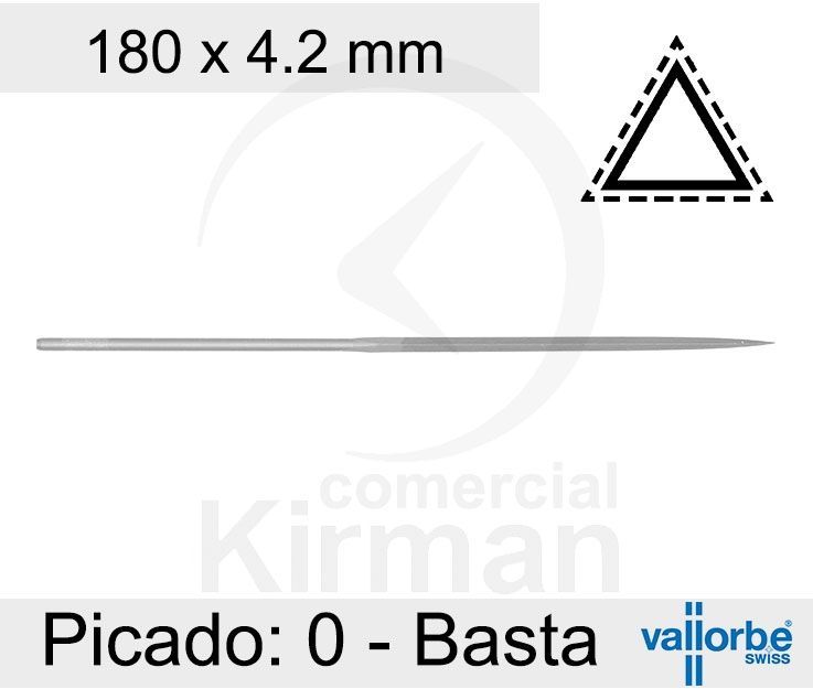 Lima Vallorbe Acero 046024/0 Precisión Habilis Triangular Aguja Picado 0 - Basto