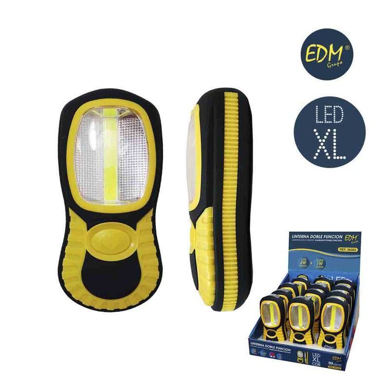 Linterna led cob xl doble funcion 1led xl x 3w y 3 led x 1w con gancho e iman